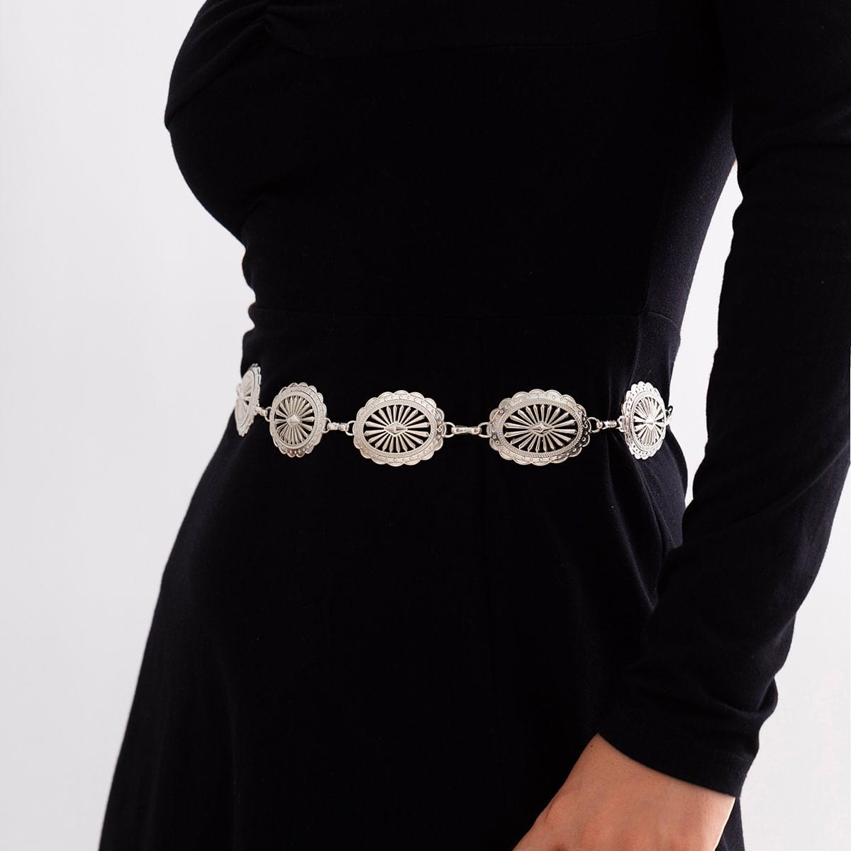 Antique Embossed Round Disk Waist Chain