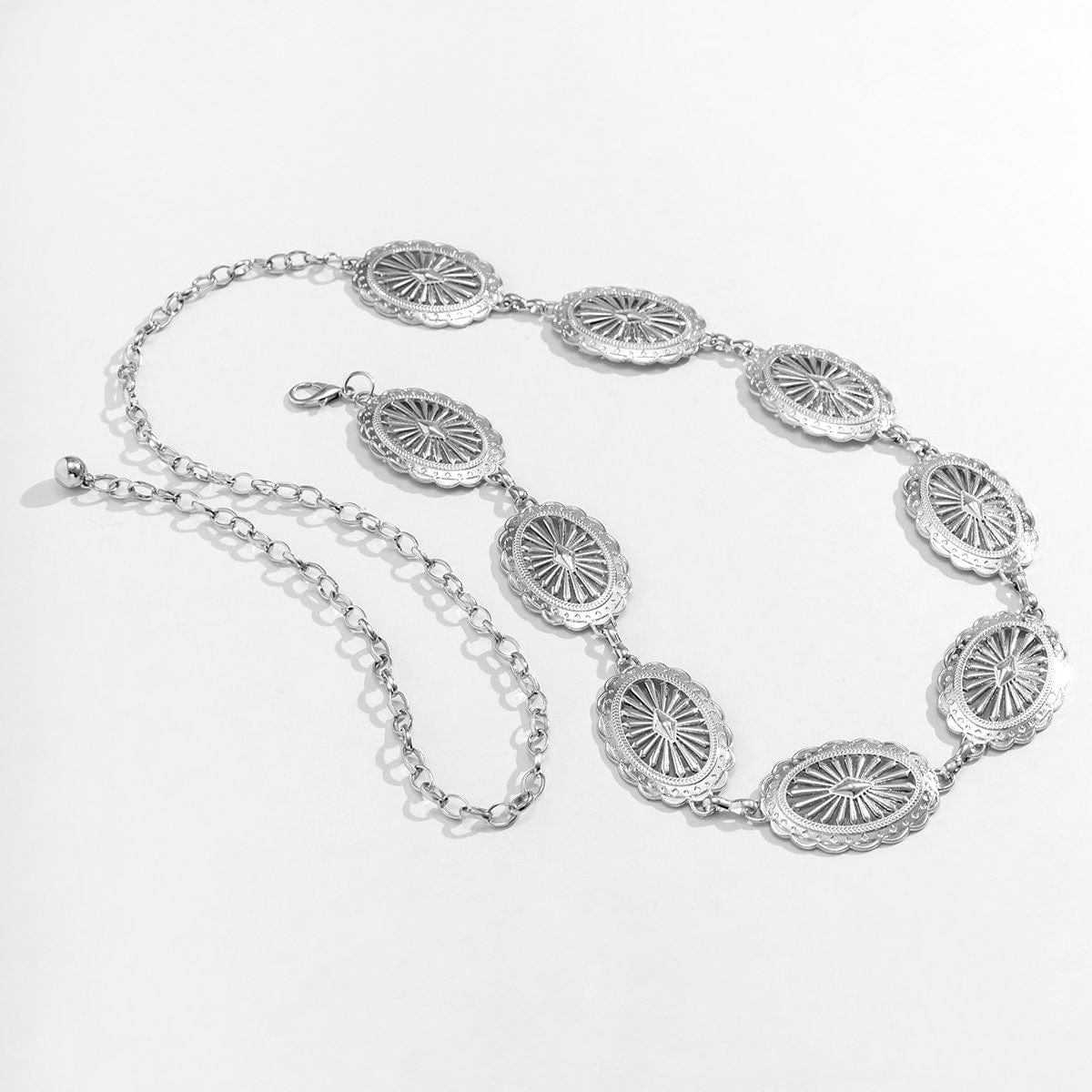 Antique Embossed Round Disk Waist Chain